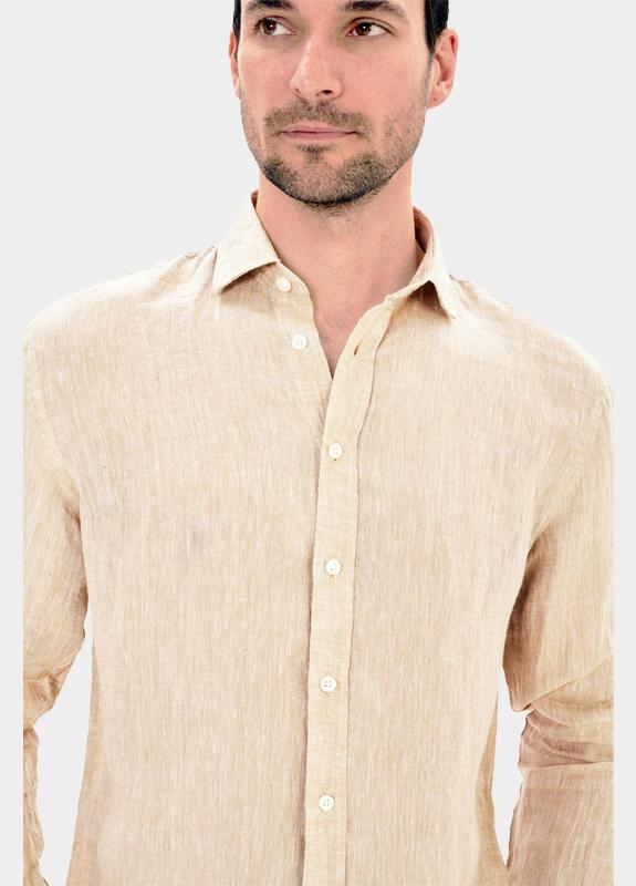 Blue Coast Overhemd heren Beige 100% linnen, regular fit 118L/0003