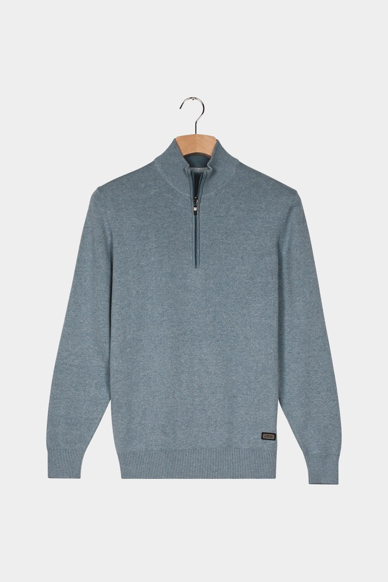 Baileys Half Zip Blauw Pullover 1/2 zip  all-over 2- 528409/635