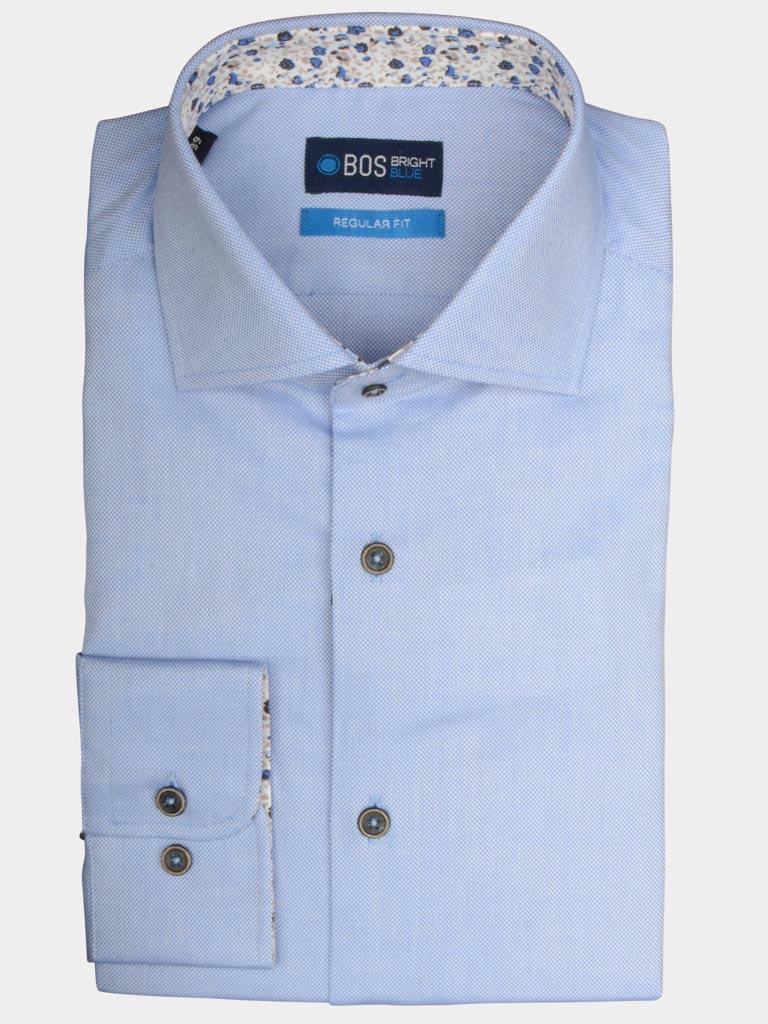 Bos Bright Blue Casual hemd lange mouw Blauw Wesley 19106WE09BO/240 blue