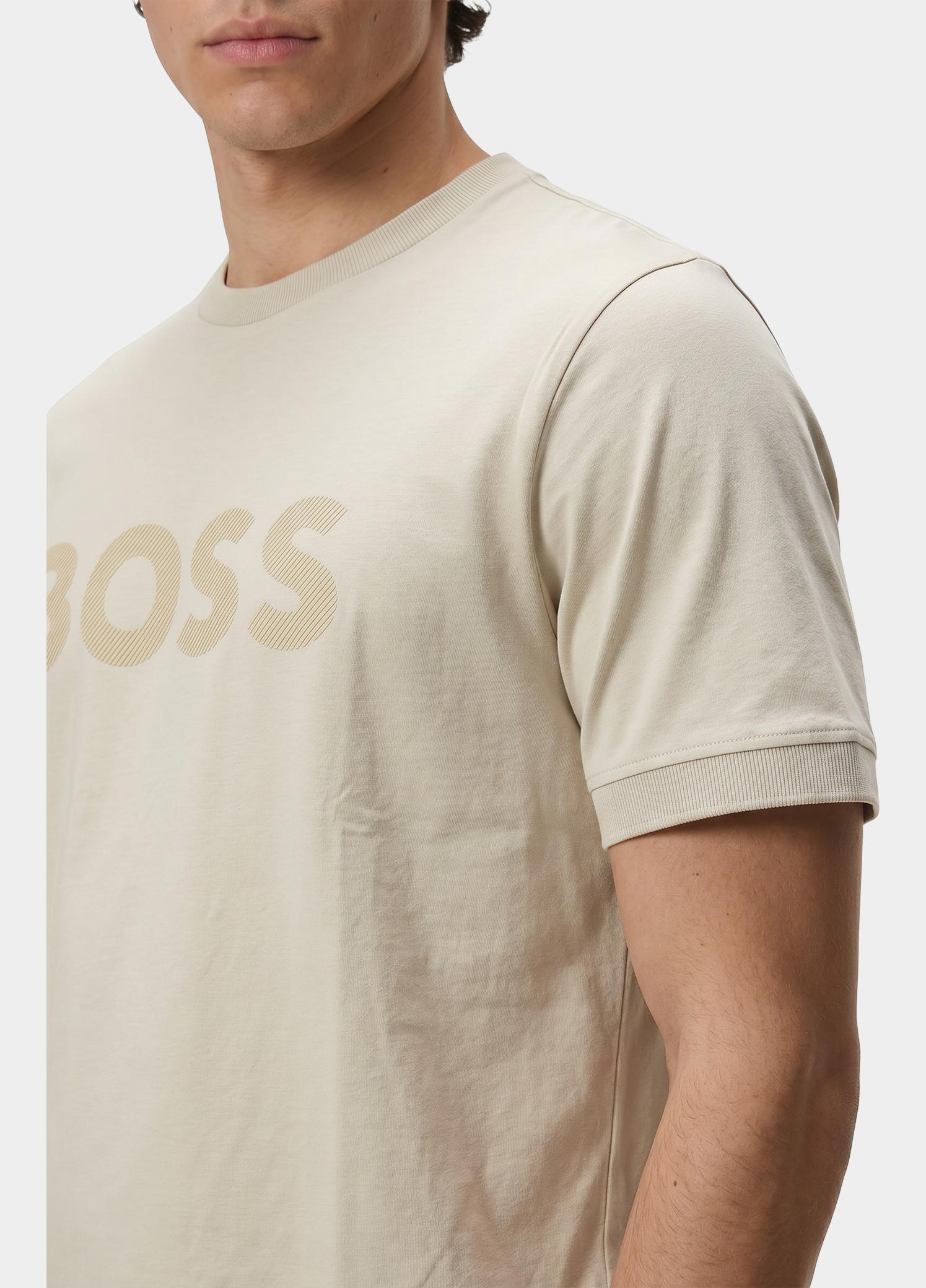 BOSS Green T-shirt heren Beige TS_Iconic Logo 10273332 01 50553636/272