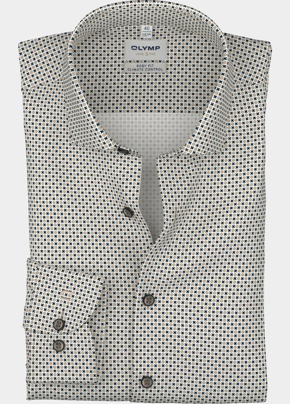 Olymp Zakelijk overhemd heren Beige Level Five 24/Seven 208614/22