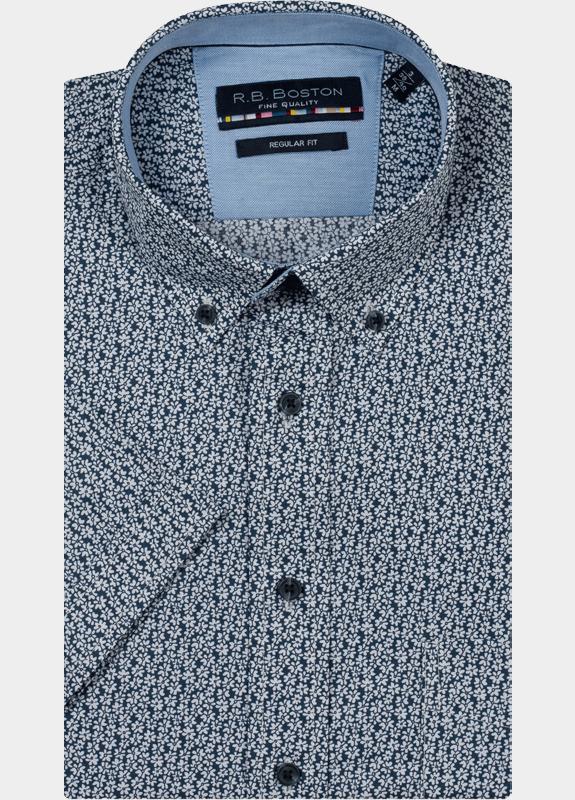 R.B. Boston overhemd korte mouw heren Blauw Marshall SS Button Down 616670/643