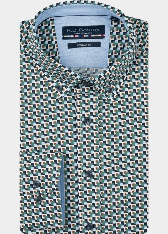 R.B. Boston Casual hemd lange mouw Groen Franklin LS Button Down 527670/739