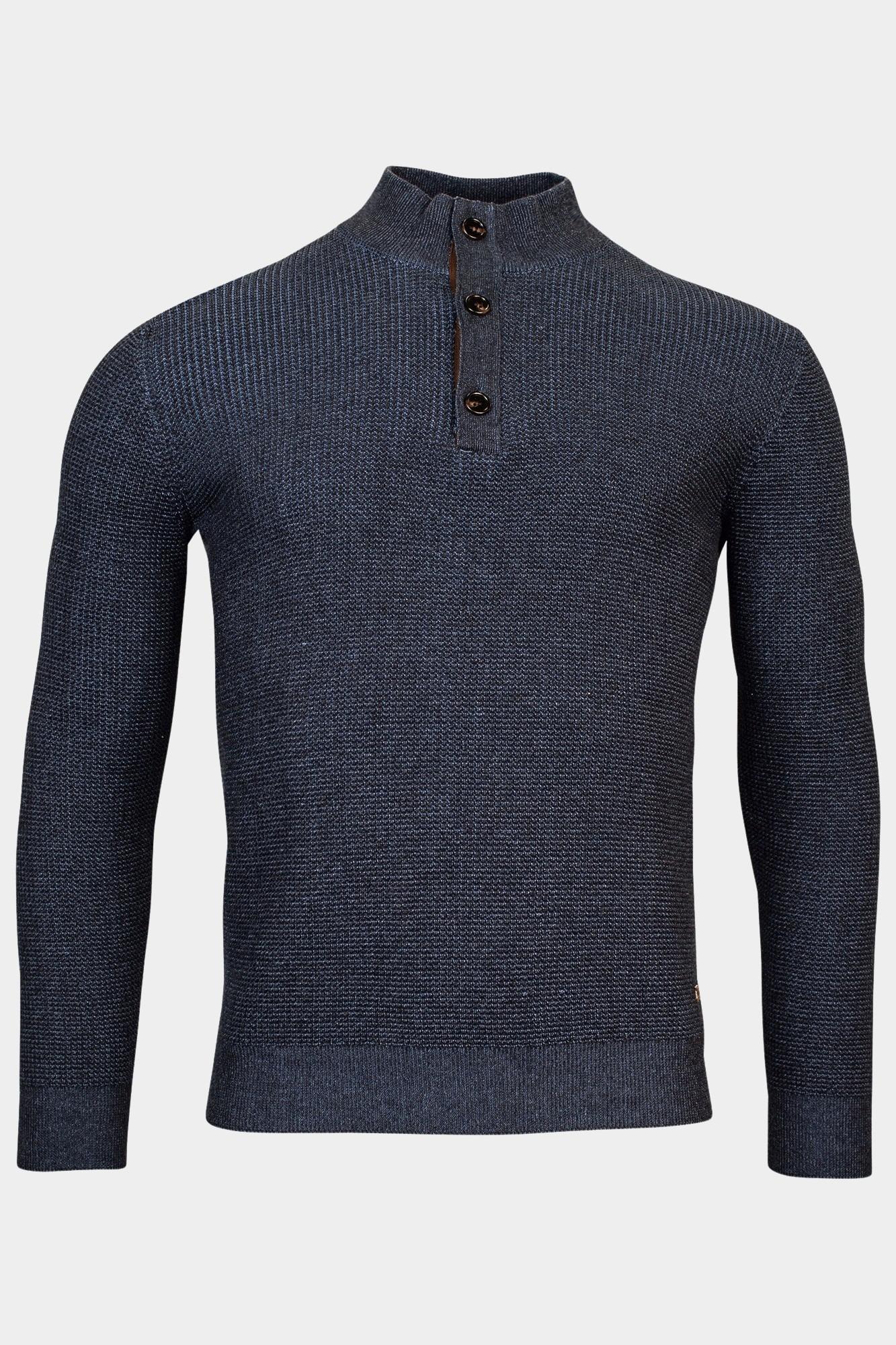 Baileys Half Zip Blauw Pullover 1/2 button Placket 328411/635
