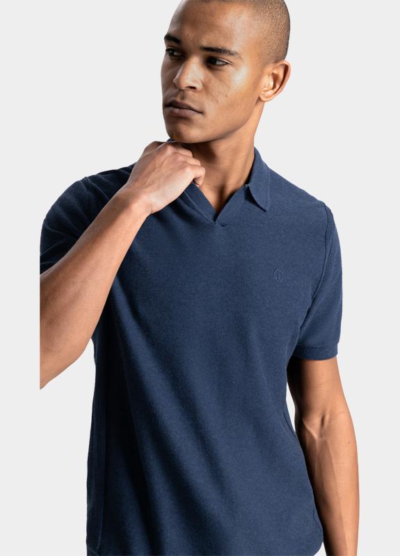 Dstrezzed Polo heren Blauw Polo s/s Melange Slub 420026-NOS/649