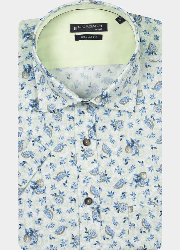 Giordano overhemd korte mouw heren Groen Trento Short Sleeve Button Un 616050/71