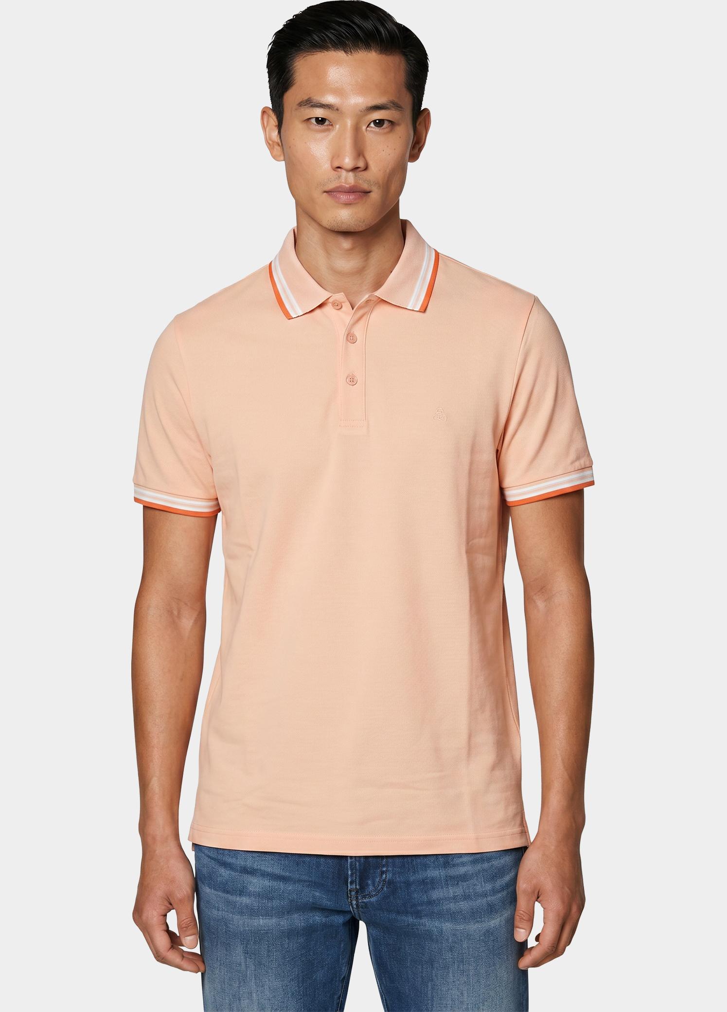 Scotland Blue Polo heren Roze Brick Polo Plain Contrast Col SPE25108BR06SB/735 apricot