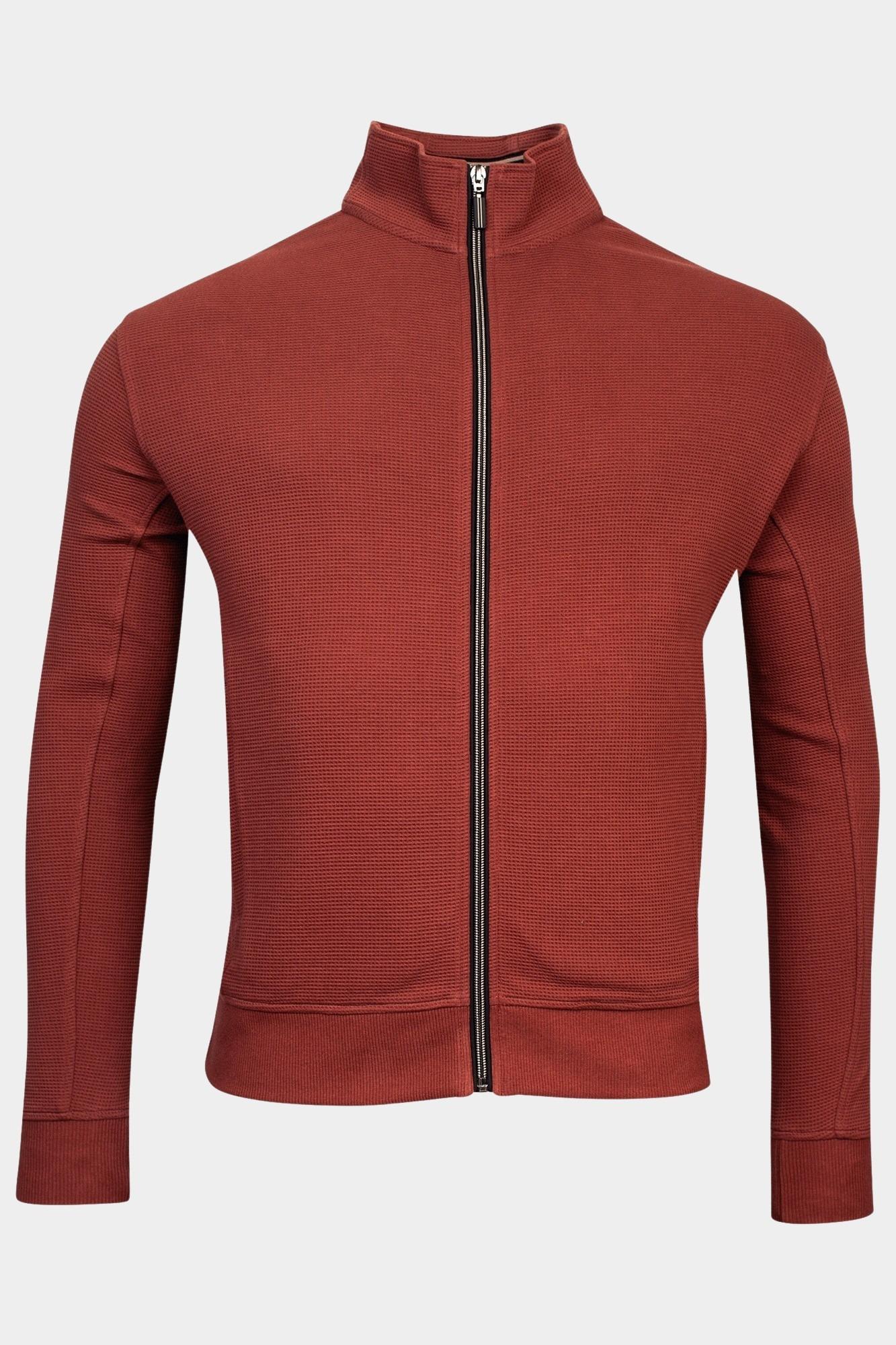 Baileys Vest Rood Sweat Cardigan Zip  waffle in 322293/38