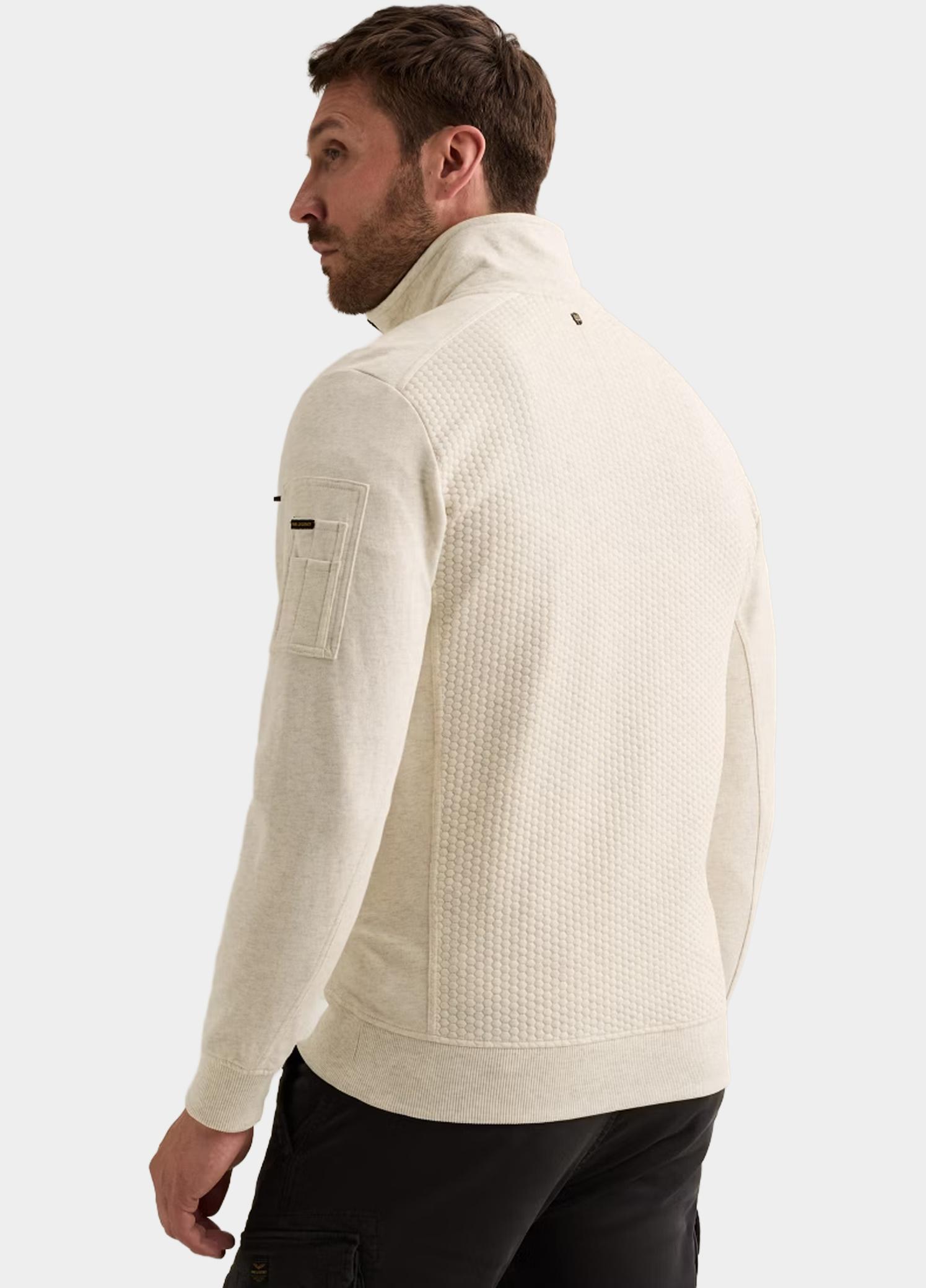 PME Legend Vest heren Beige Zip jacket jacquard interlock PSW2608436/910