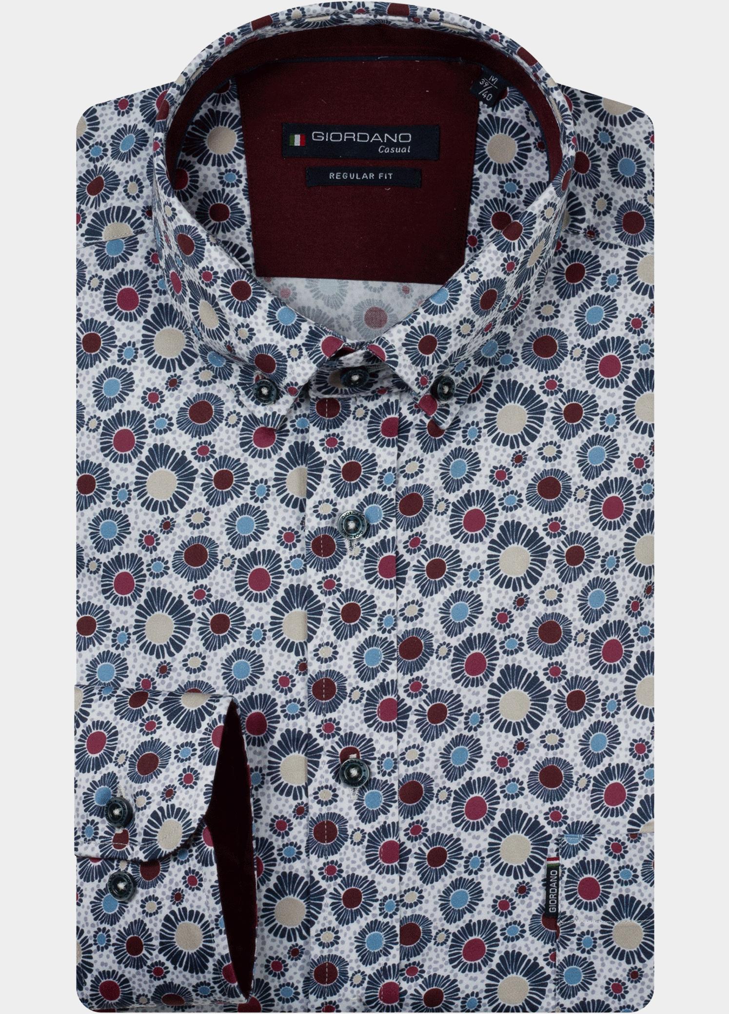 Giordano Overhemd heren Paars Dino Satin strech flower prin 627029/40