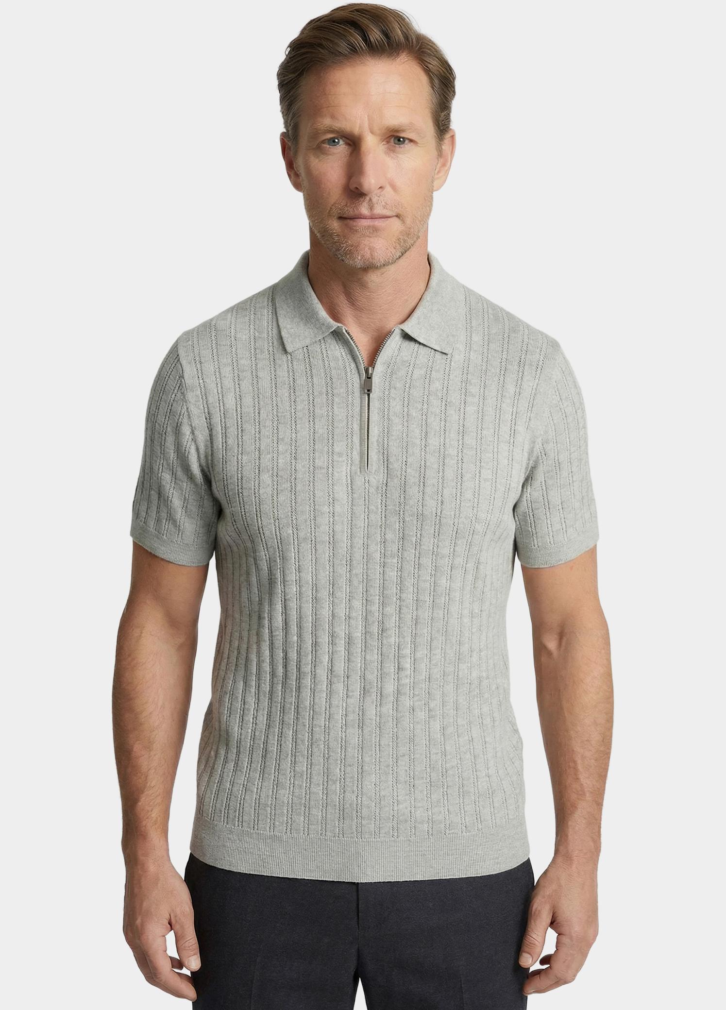 Baileys Polo heren Grijs Polo Knitted SS  1/2 zip  dro 615771/945