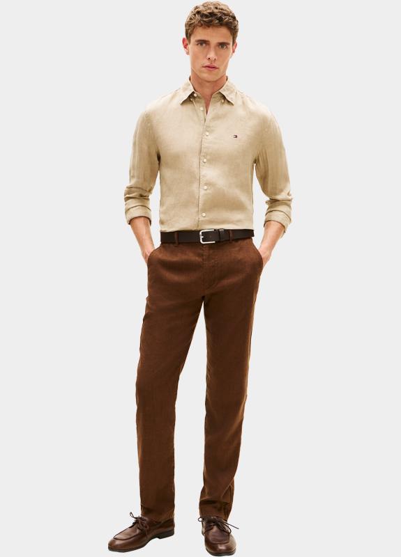 Tommy Hilfiger Casual hemd lange mouw Bruin PIGMENT DYED LI SOLID RF SHIR MW0MW41530/RBT