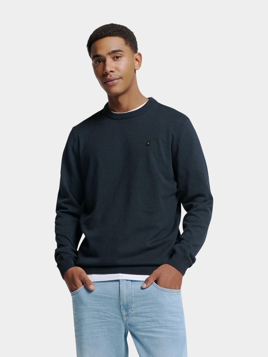 No Excess Pullover Blauw Pullover Crewneck 2 Coloured N2180/078