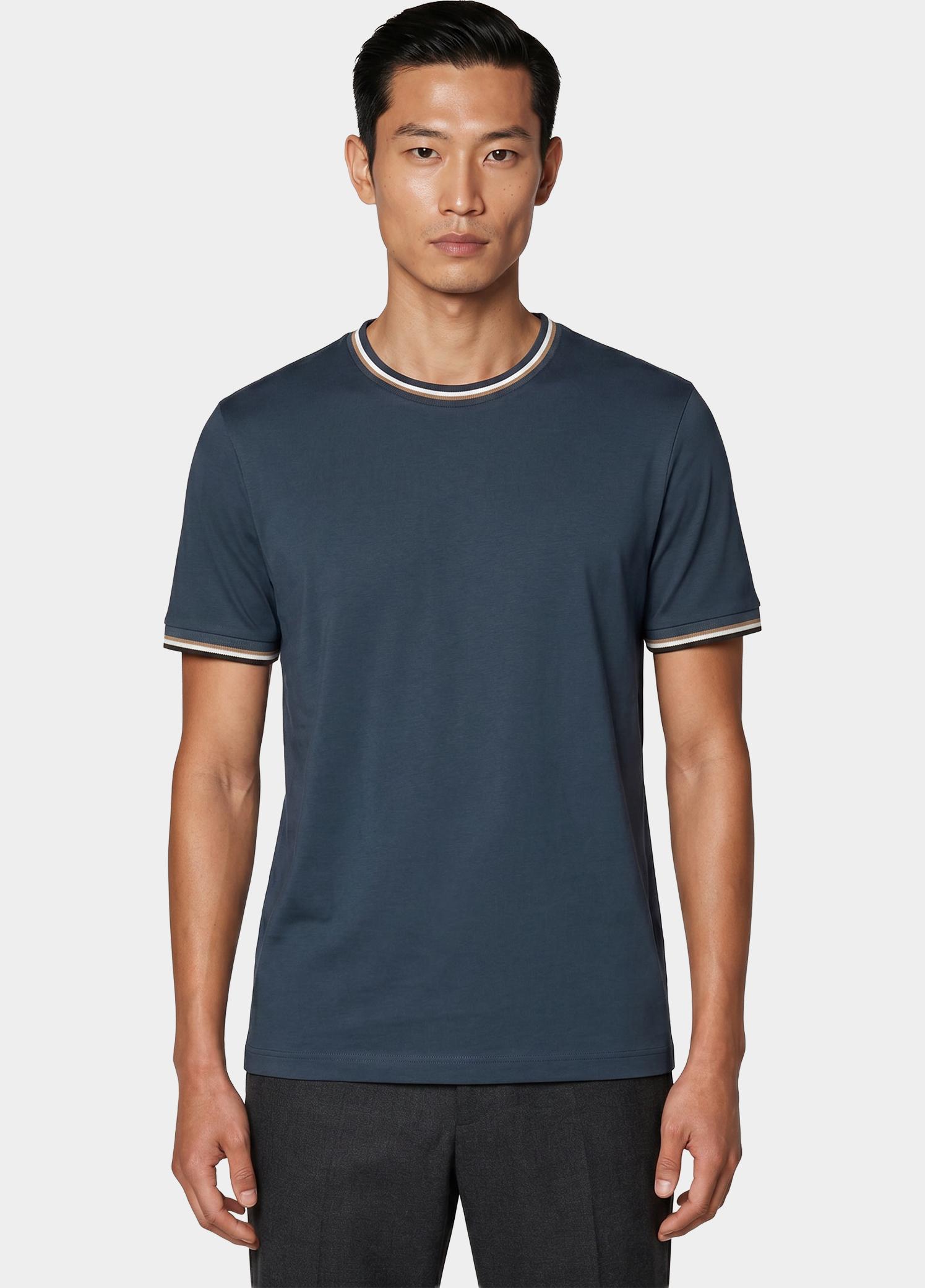 BOSS Black T-shirt heren Blauw Thompson 04 10236129 01 50501097/468