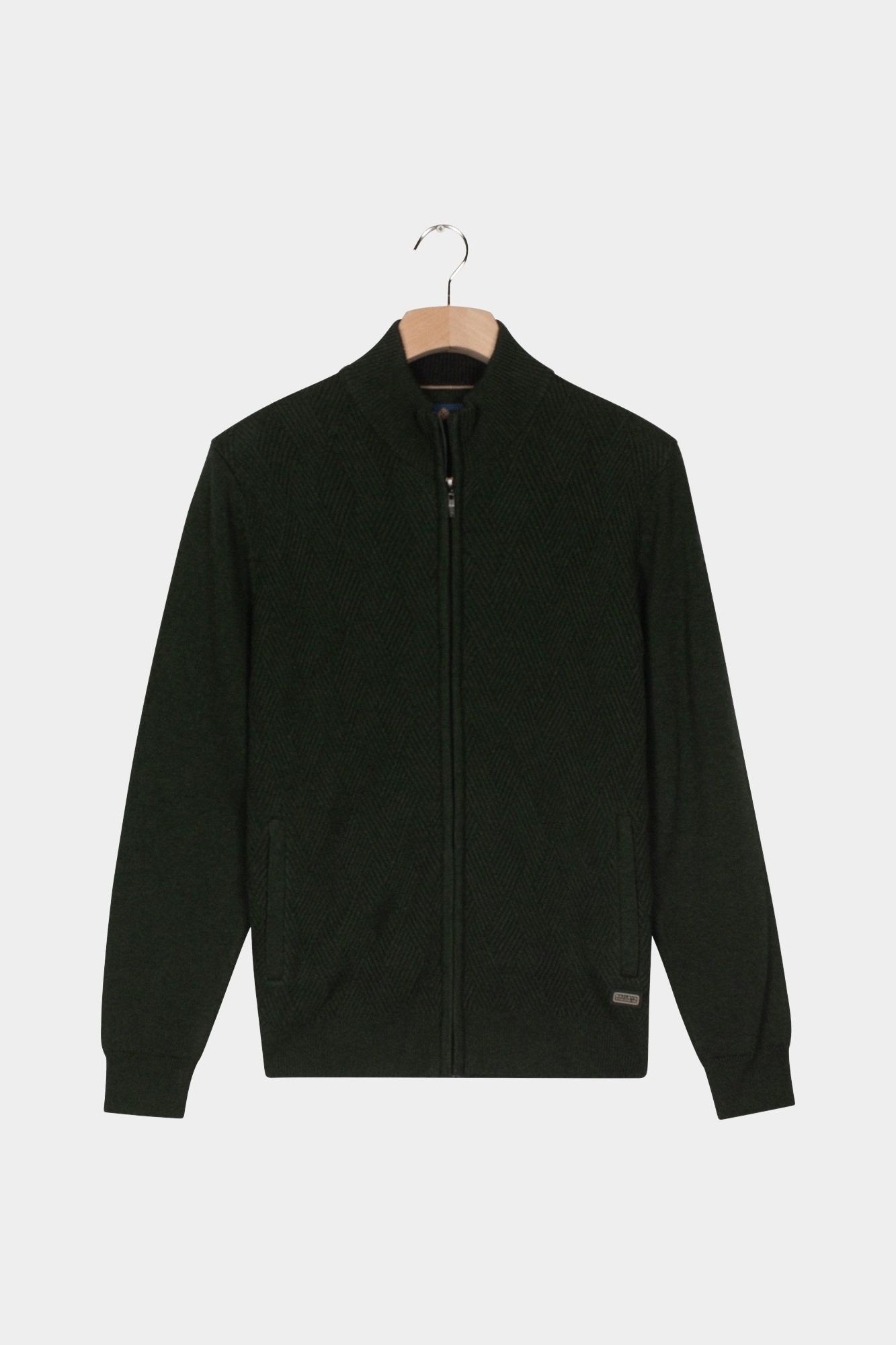 Baileys Vest Groen Cardigan Zip  10gg, frontpart 522015/795