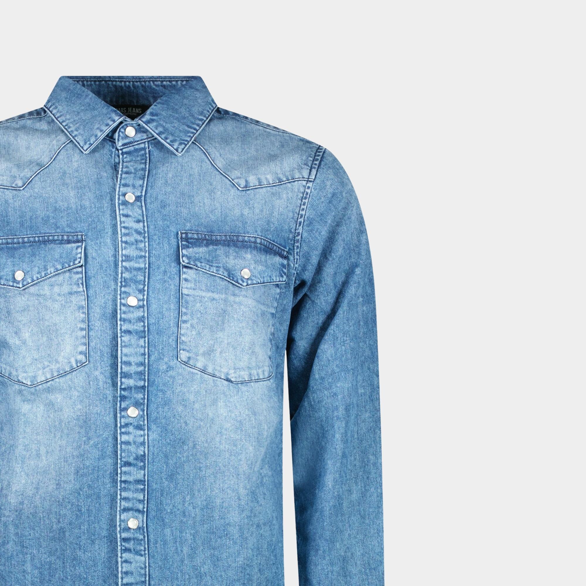 Cars Jeans Casual hemd lange mouw Blauw Turnpike 61885/76