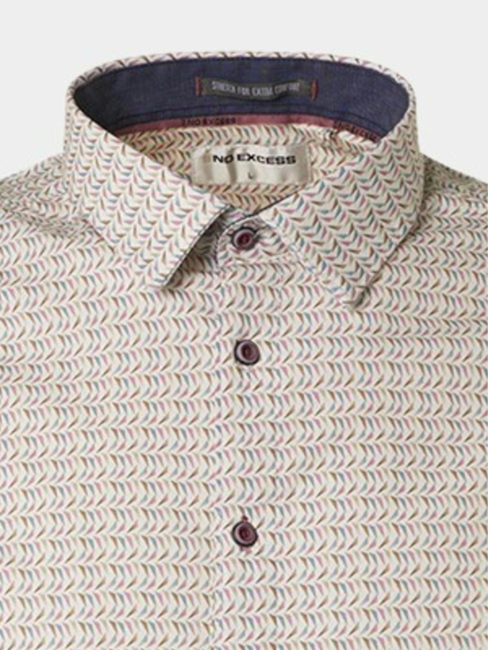 No Excess Casual hemd lange mouw Oranje Shirt Allover Printed Stretch 19450233/146