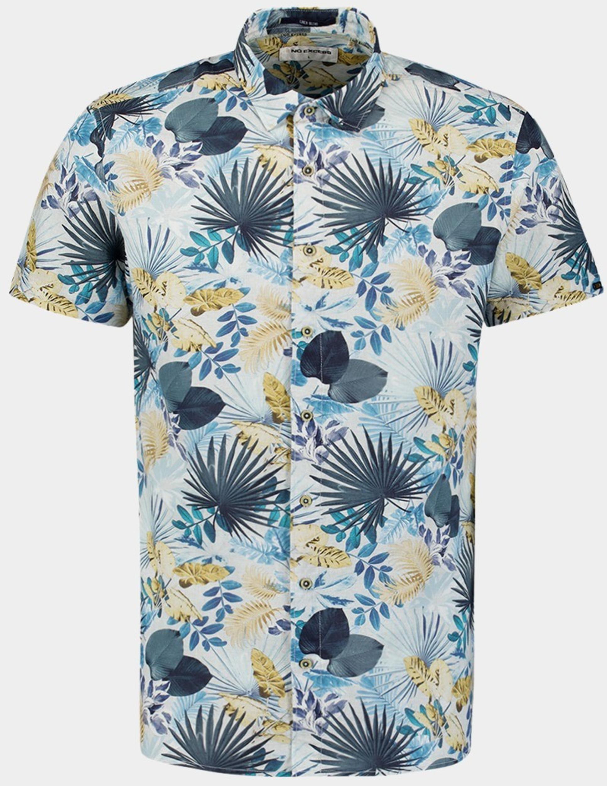 No Excess Casual hemd korte mouw Blauw Shirt Short Sleeve Allover pr 27460338/030