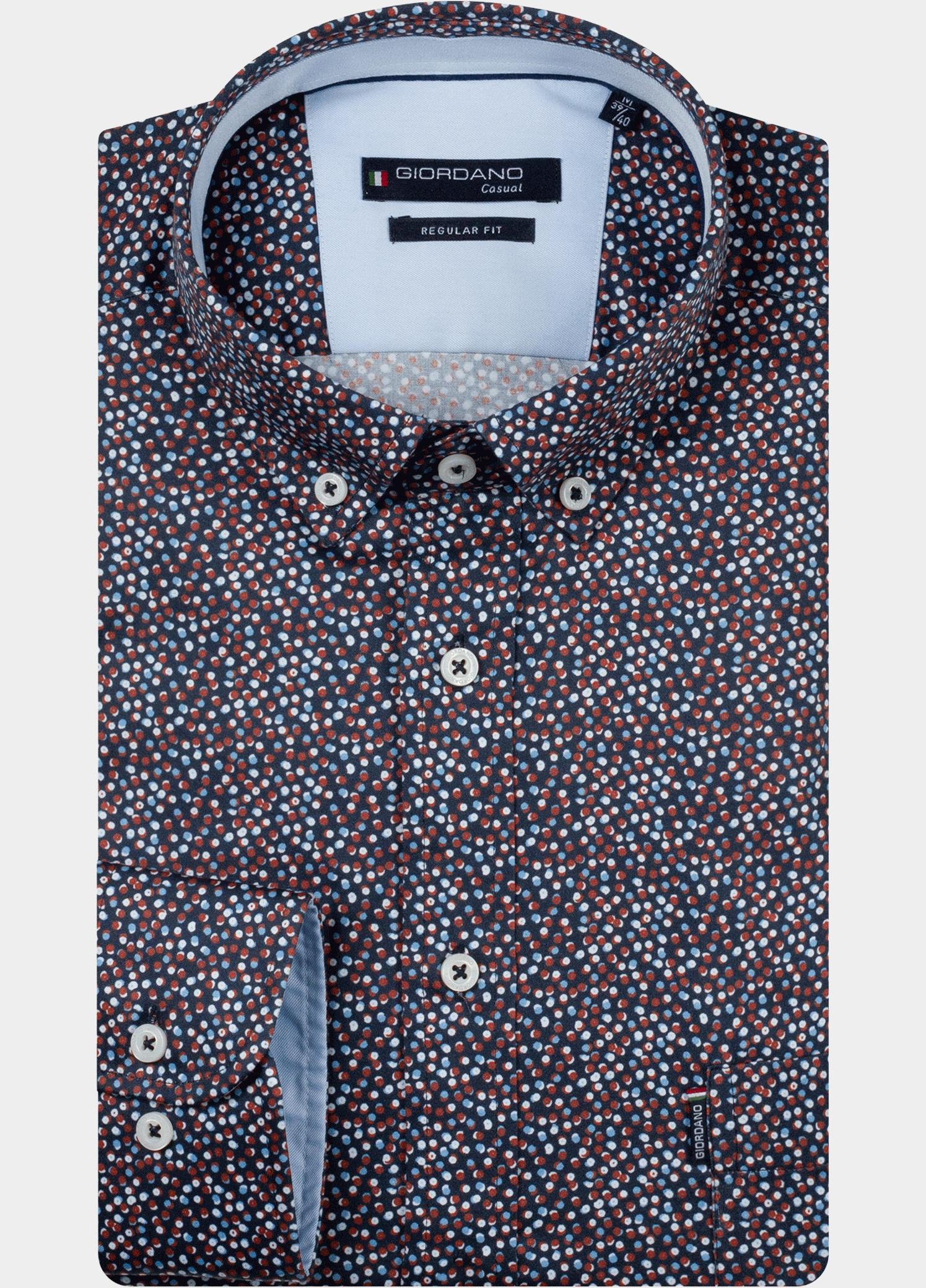 Giordano Overhemd heren Blauw Dino Satin strech graphic pri 627032/60