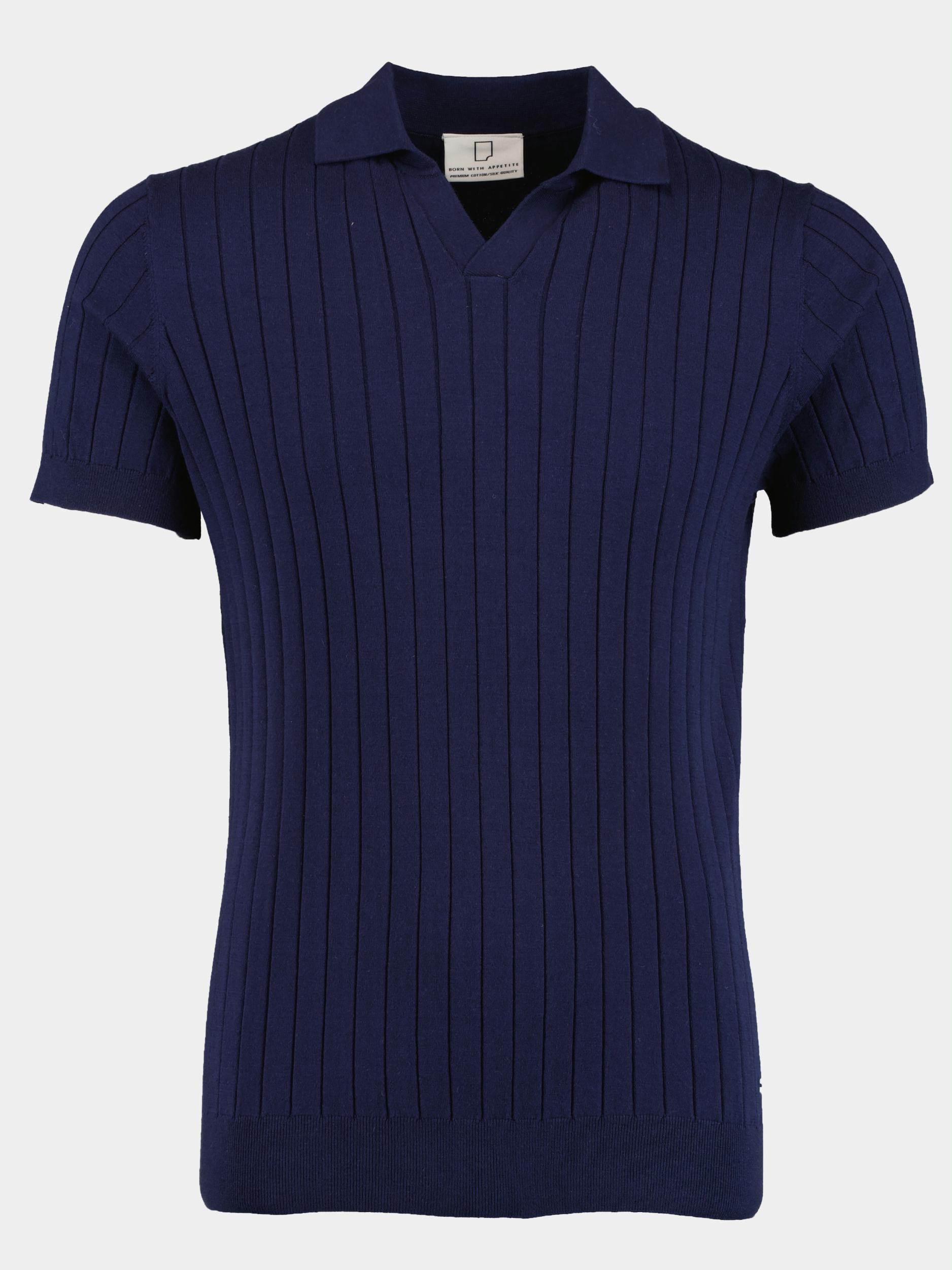 Born With Appetite Polo korte mouw Blauw Tyler Polo V-placket 23108TY27/290 navy