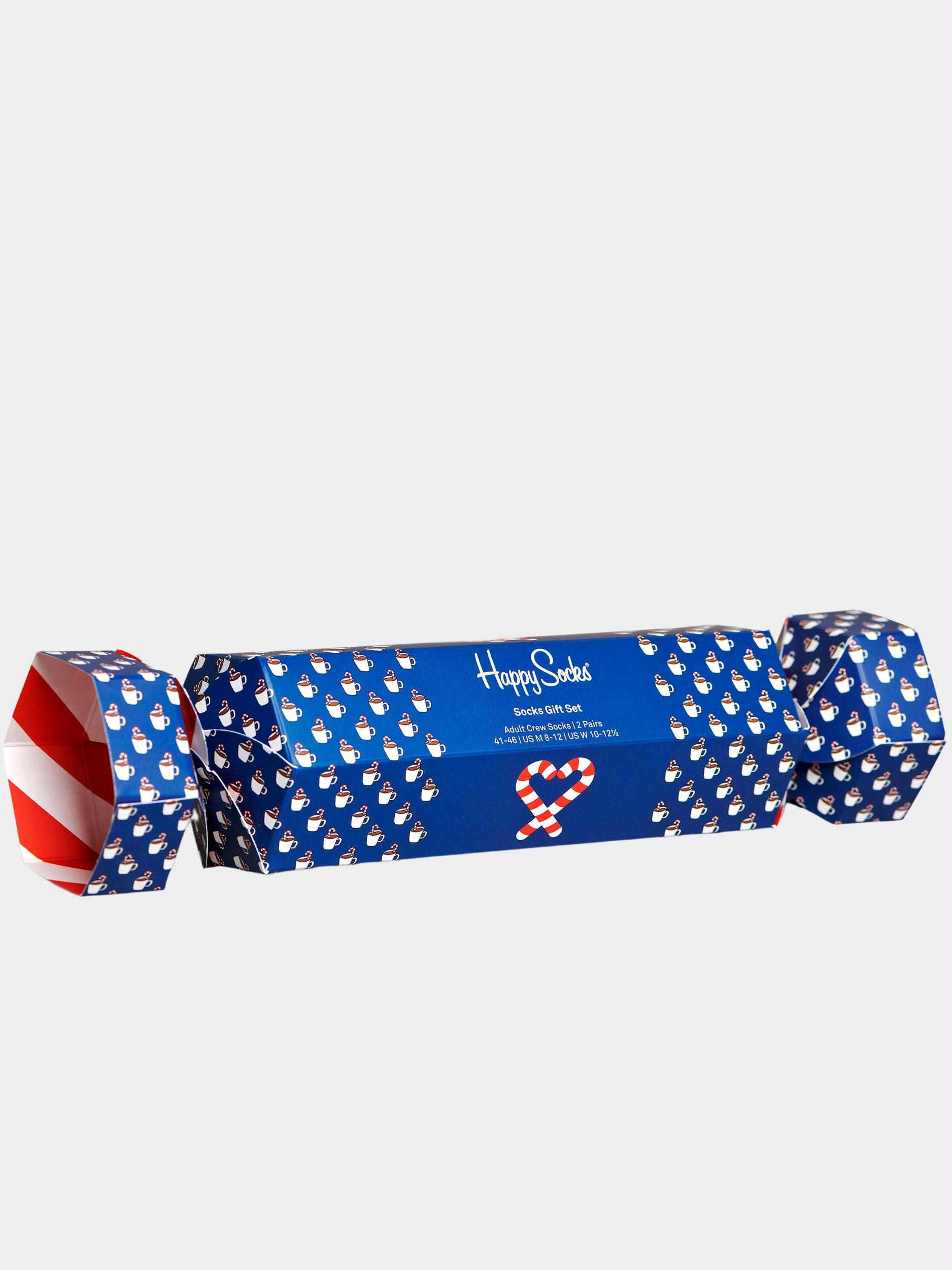 Happy Socks Cadeaubox Sokken Blauw 2-Pack Candy Cane & Cocoa Gift XCCC02/6500
