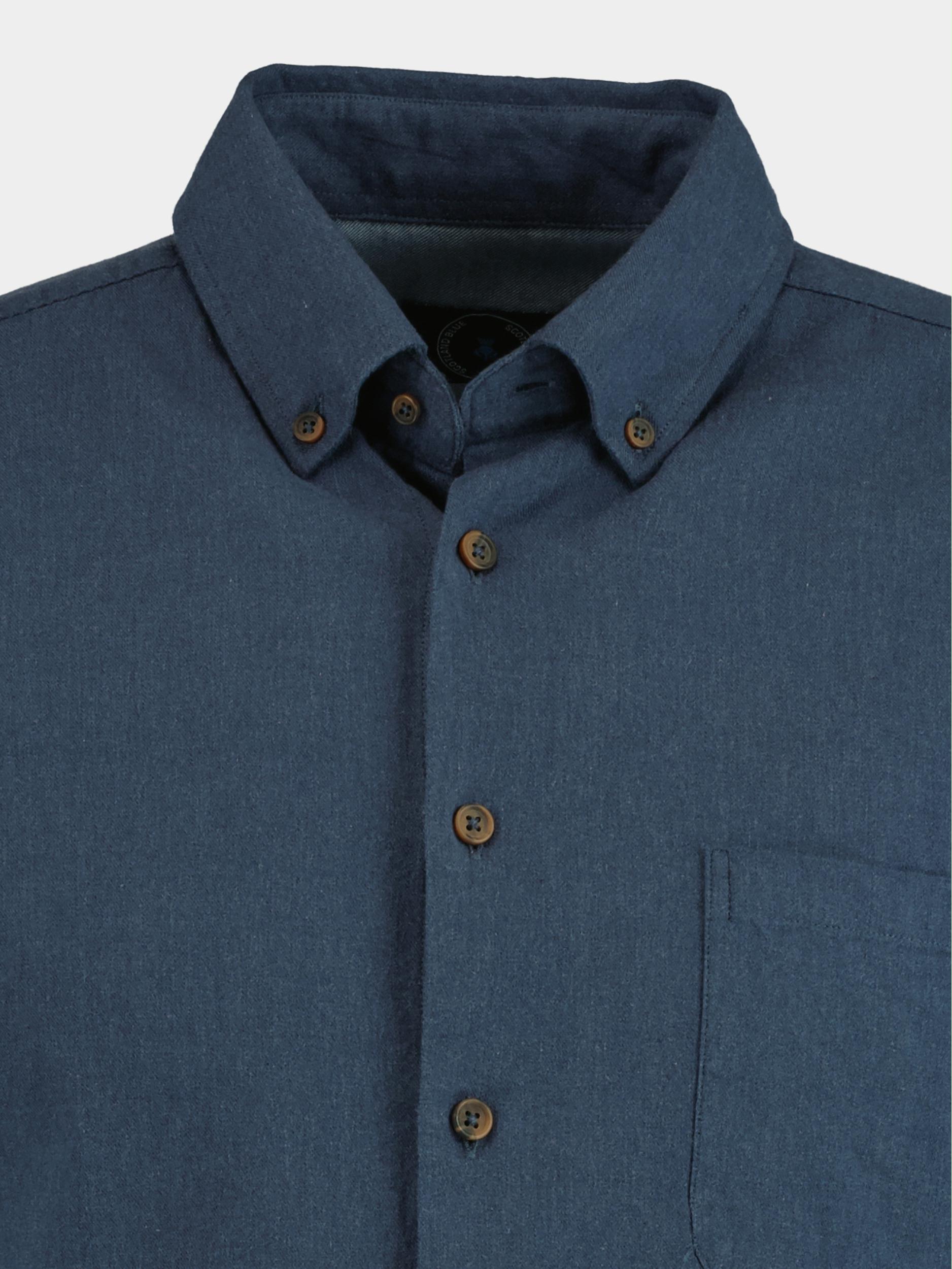 Scotland Blue Casual hemd lange mouw Blauw West Flanel Stretch Shirt 22307WE22SB/290 navy