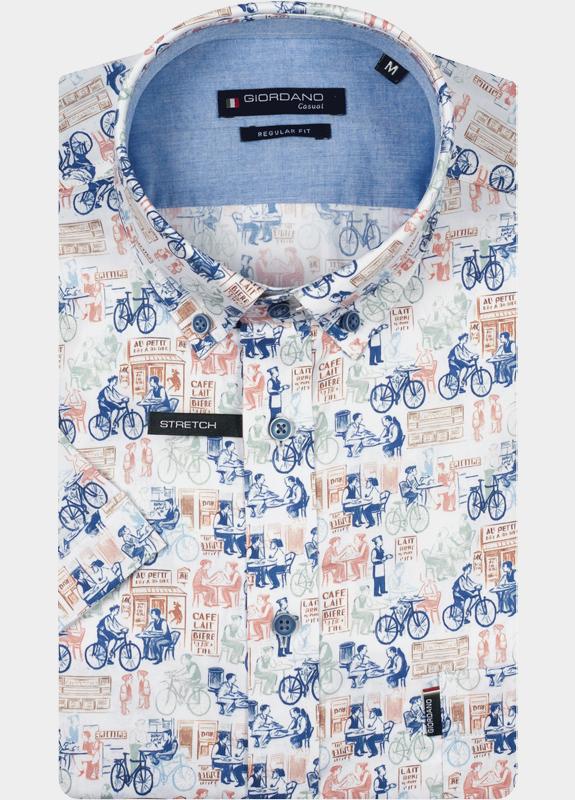 Giordano overhemd korte mouw heren Blauw League short sleeve button do 616027/60