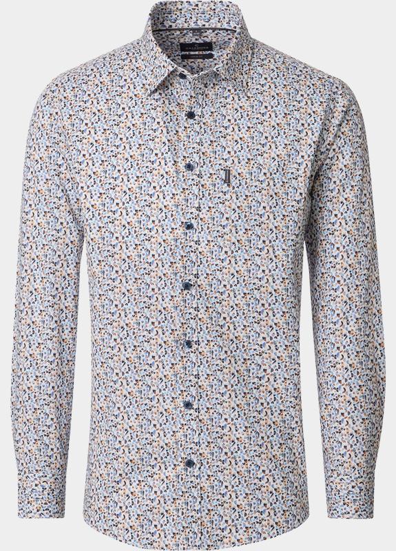 Casamoda Casual hemd lange mouw Beige Kent Casual Fit 126130030/600