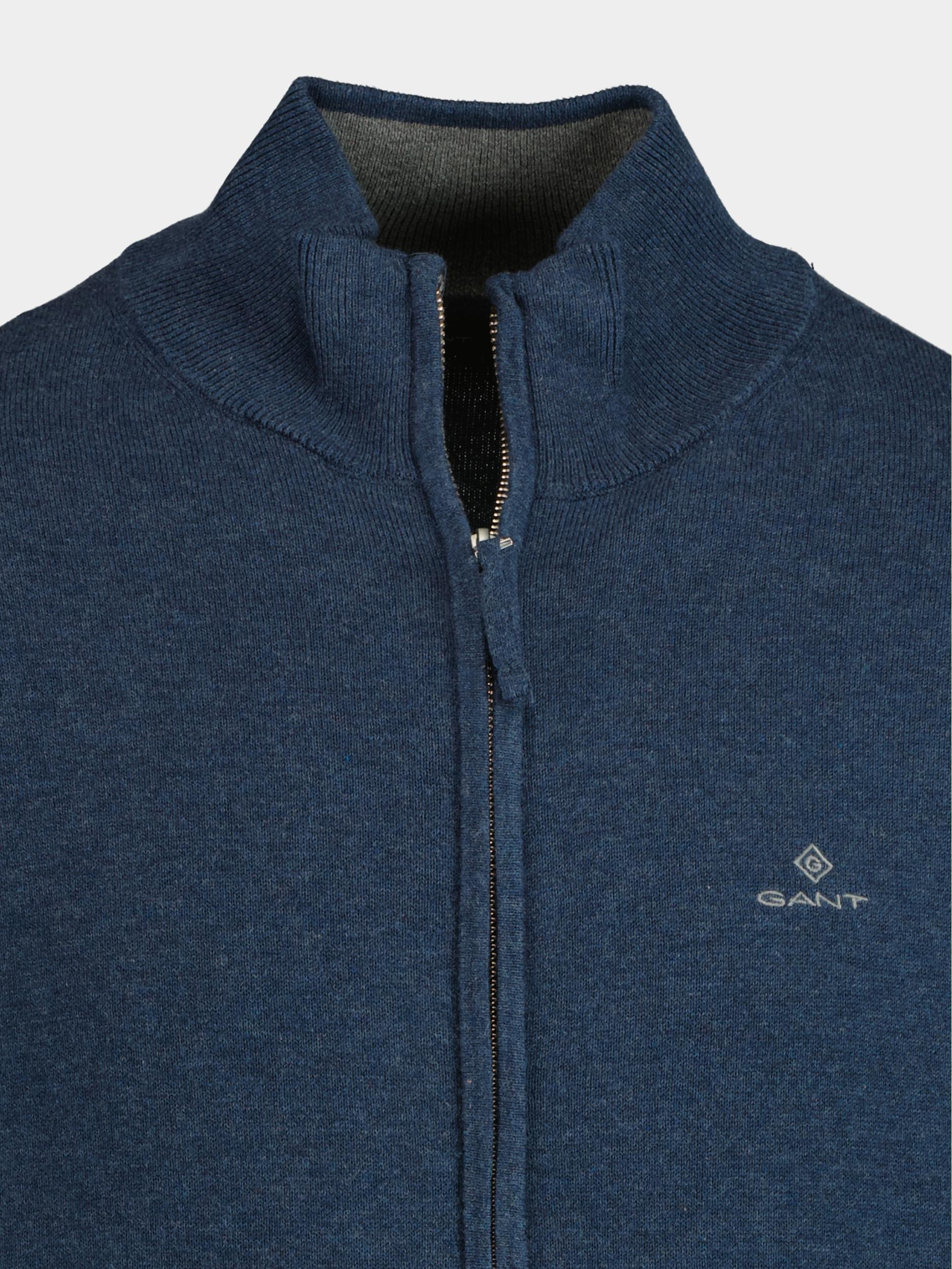 Gant Vest Blauw Classic Cotton Zip Cardigan 8030544/902