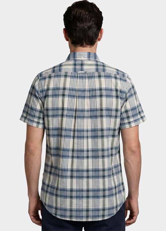 Gant overhemd korte mouw heren Blauw Madras Checked Short Sleeve S 3260078/430