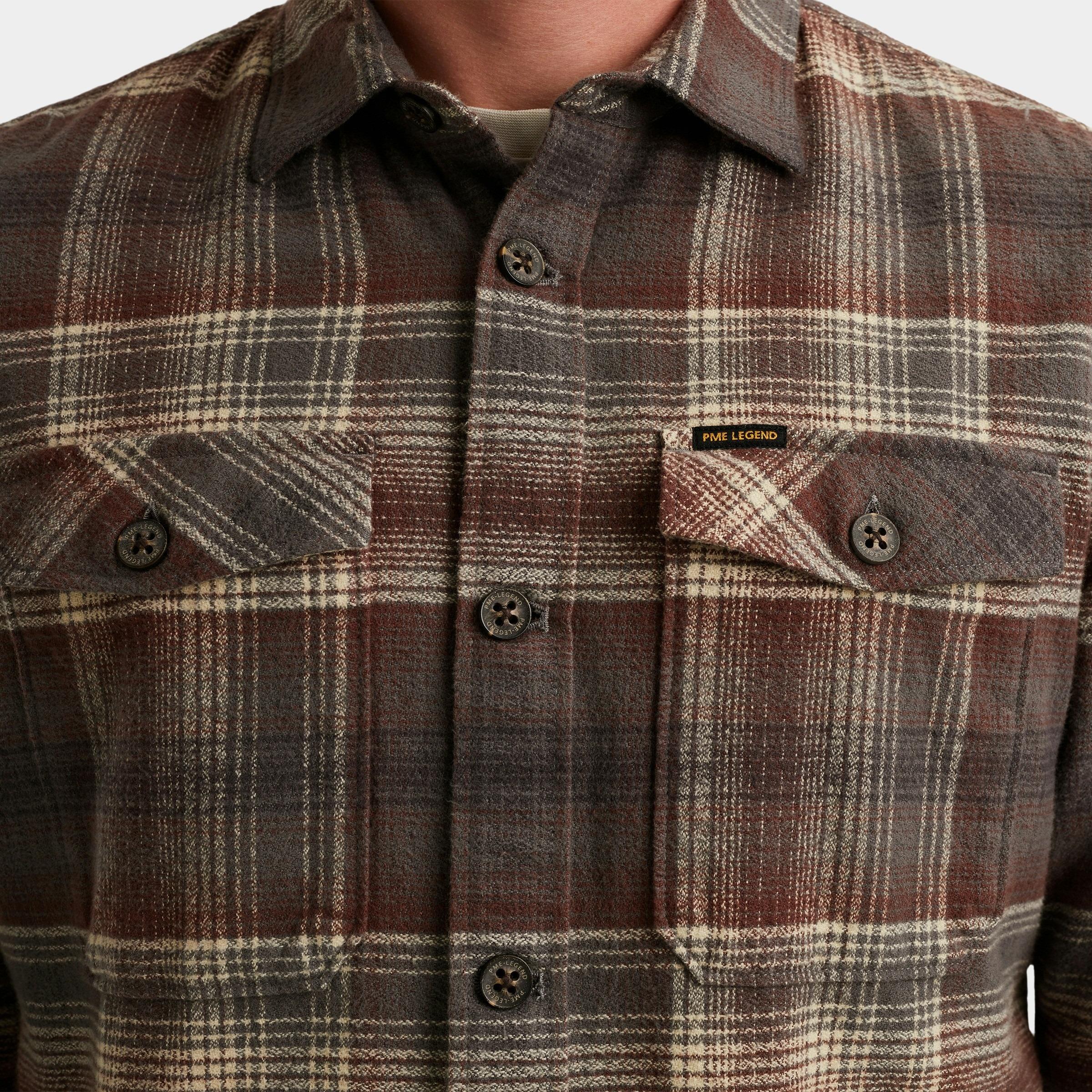PME Legend Overshirt Bruin LONG SLEEVE SHIRT Brushed Gri PSI2509244/8203