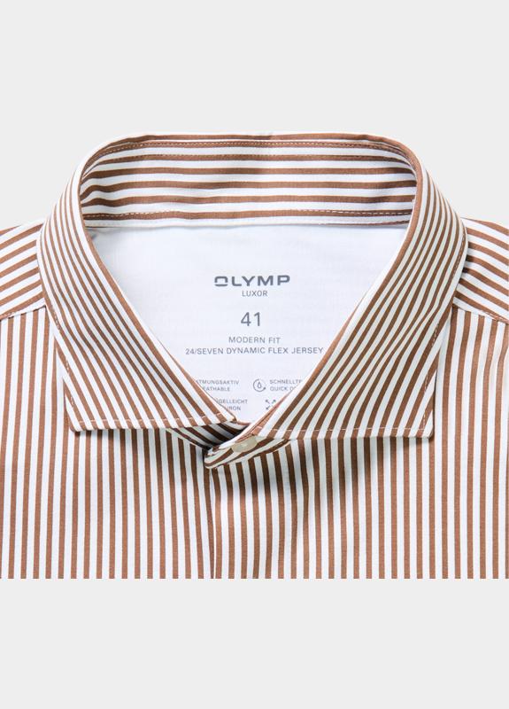 Olymp Zakelijk overhemd heren Bruin Luxor 24/Seven 123284/27