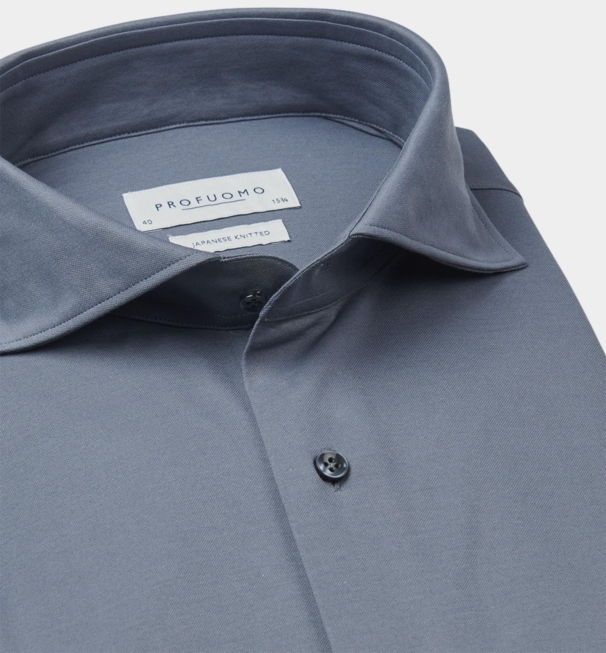 Profuomo Business hemd lange mouw Blauw Japanese knitted PPWH10001D/4