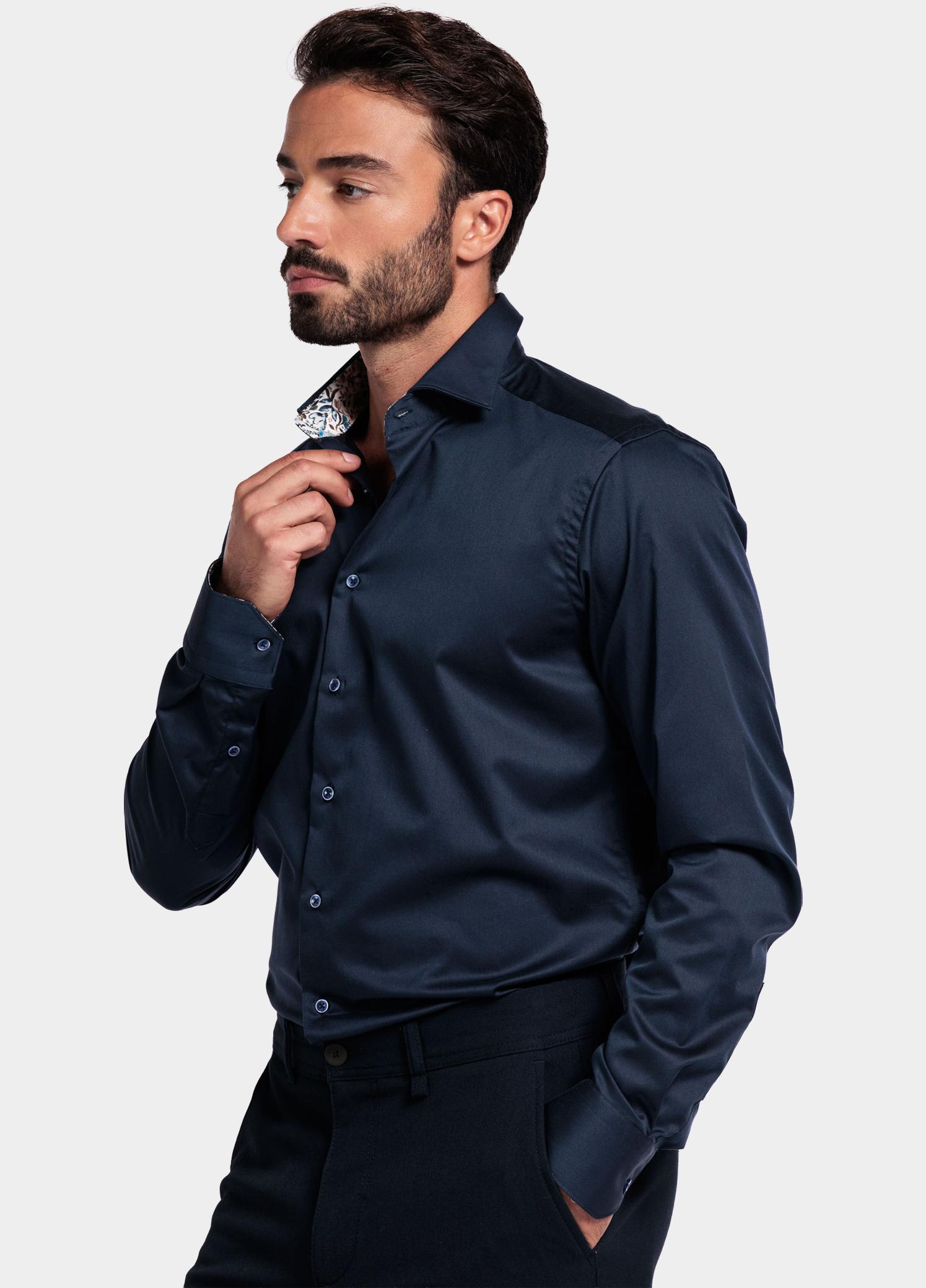 Giordano Overhemd heren Blauw Locarno long sleeve semi cuta 527877/60