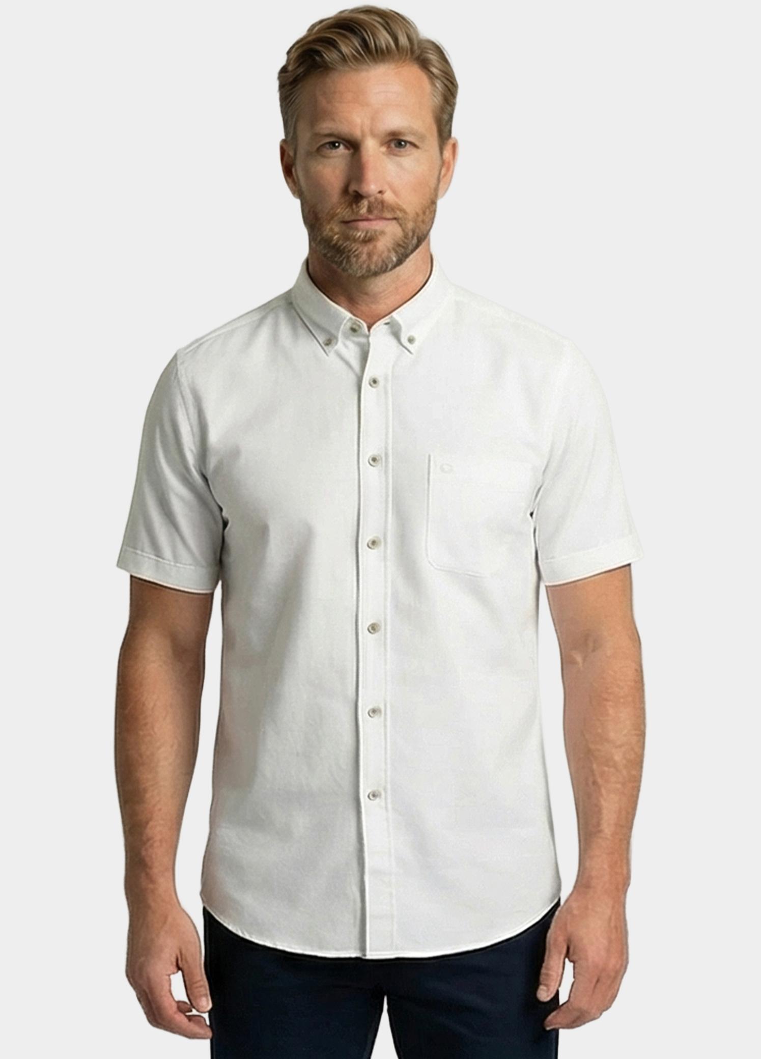 Giordano overhemd korte mouw heren Wit Alfa Short Sleeve Button Down 616078/10