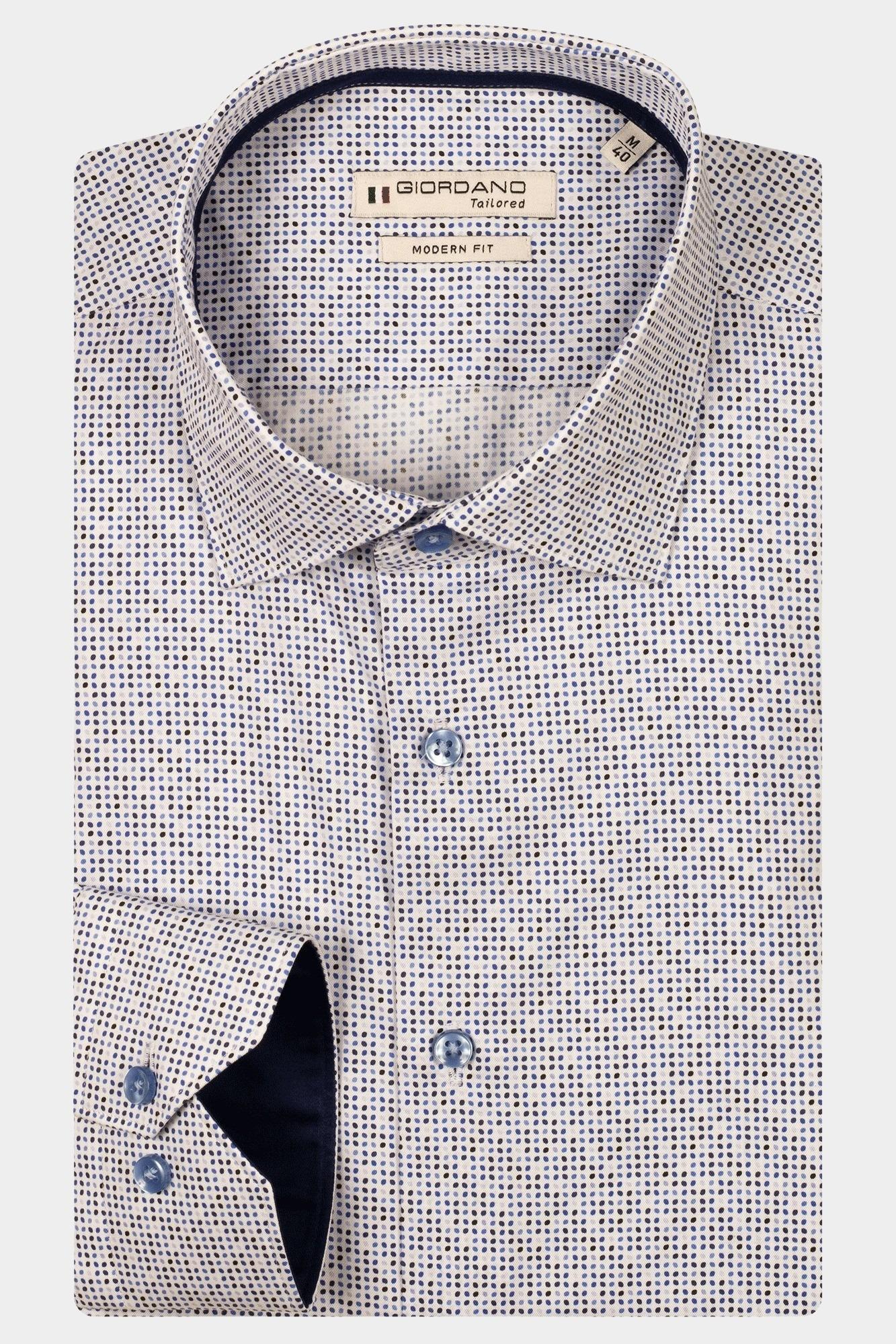 Giordano Casual hemd lange mouw Wit Maggiore long sleeve semi cut 517848/10