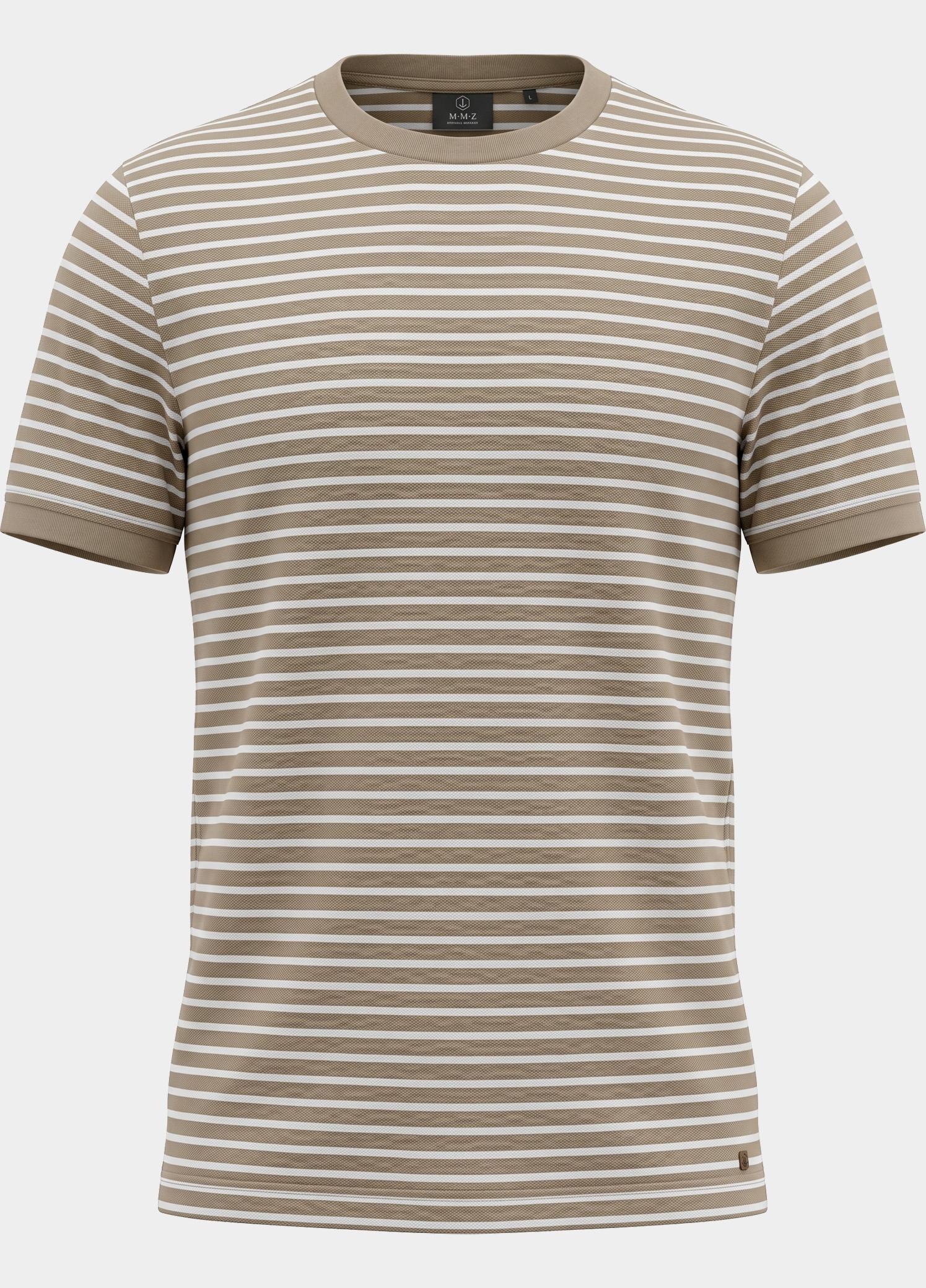 Scotland Blue T-shirt korte mouw Bruin Isaac Stripe T-shirt Pique 25108IS18/830 camel