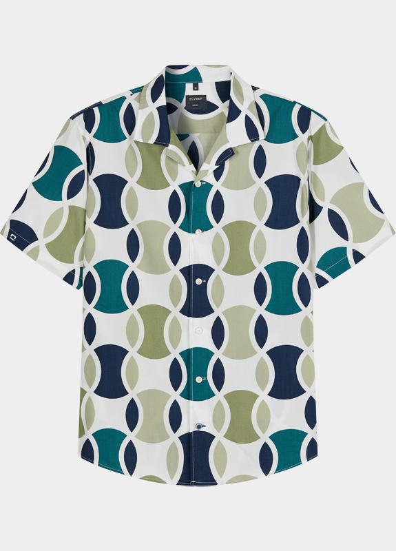 Olymp overhemd korte mouw heren Groen Casual 401612/47
