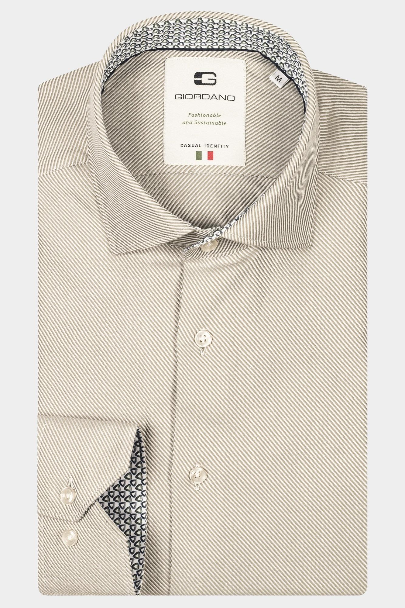 Giordano Casual hemd lange mouw Groen Maggiore long sleeve semi cut 517880/71