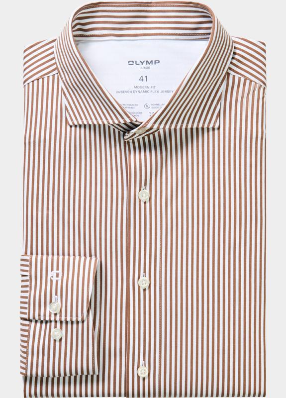 Olymp Zakelijk overhemd heren Bruin Luxor 24/Seven 123284/27