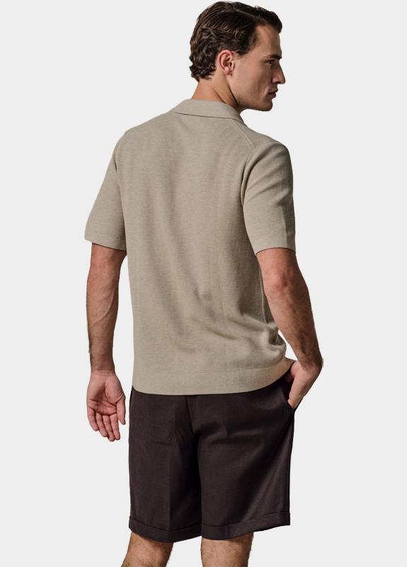 Profuomo overhemd korte mouw heren Beige  PPXD10032/C