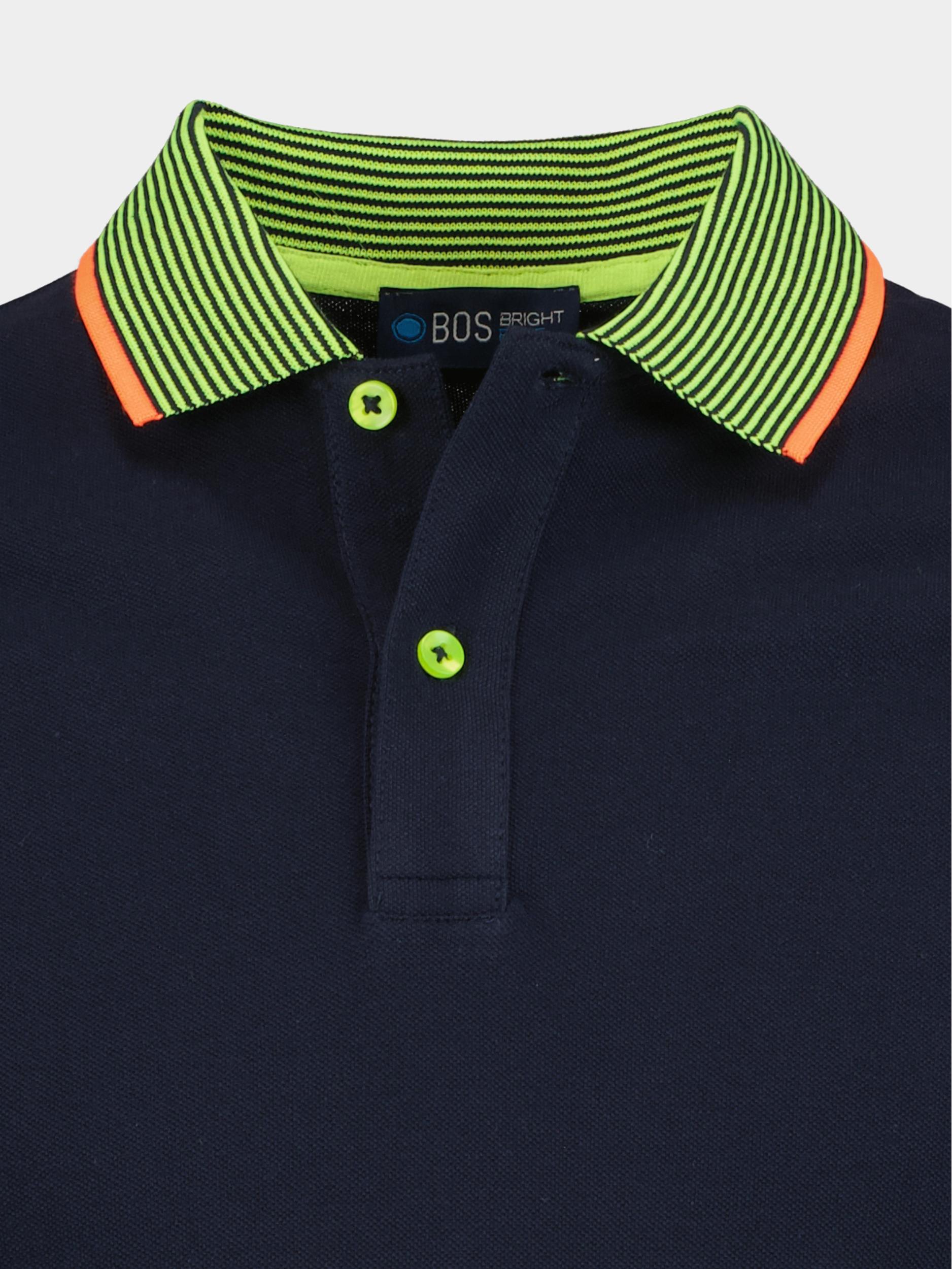 Bos Polo korte mouw Blauw Polo met neon accenten 7785423/220
