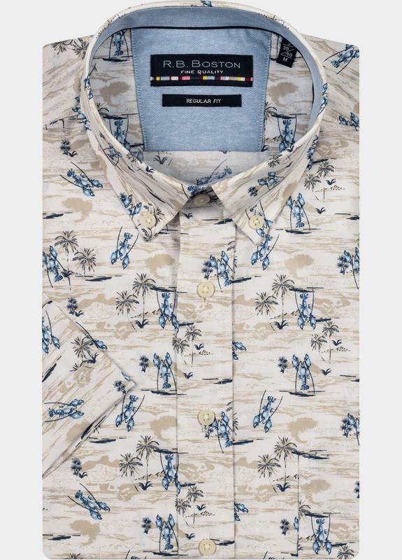 R.B. Boston Casual hemd korte mouw Beige Marshall SS Button Down 516670/825