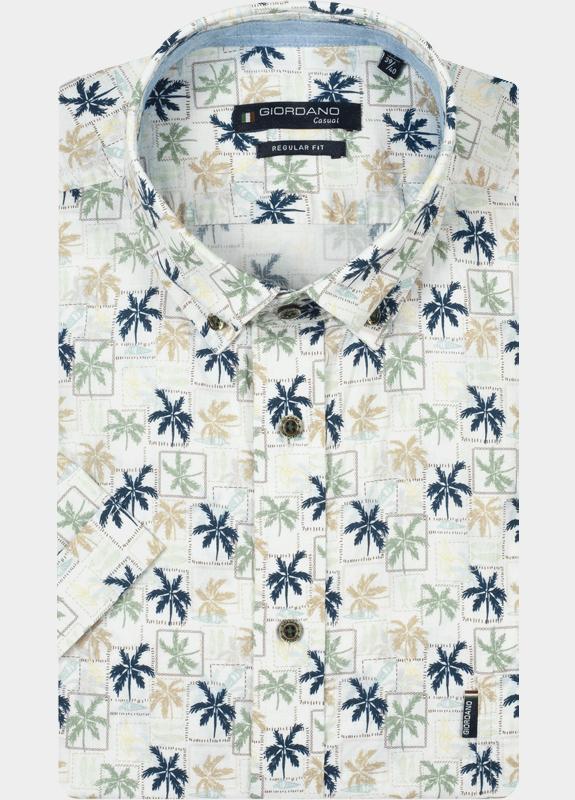 Giordano overhemd korte mouw heren Groen League Short Sleeve Button Do 616037/70
