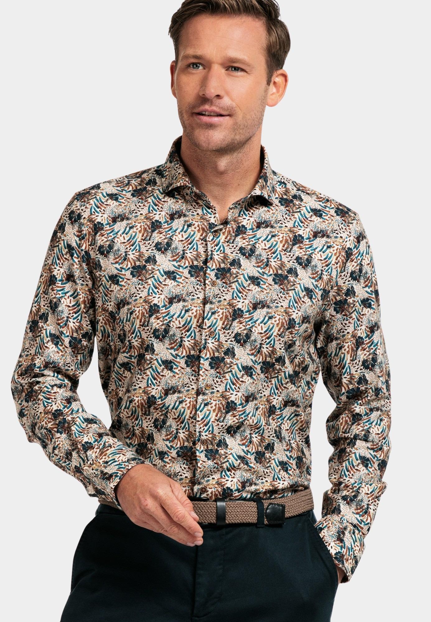 Giordano Casual hemd lange mouw Wit Row, LS Cutaway Bold Colourfu 427820/81