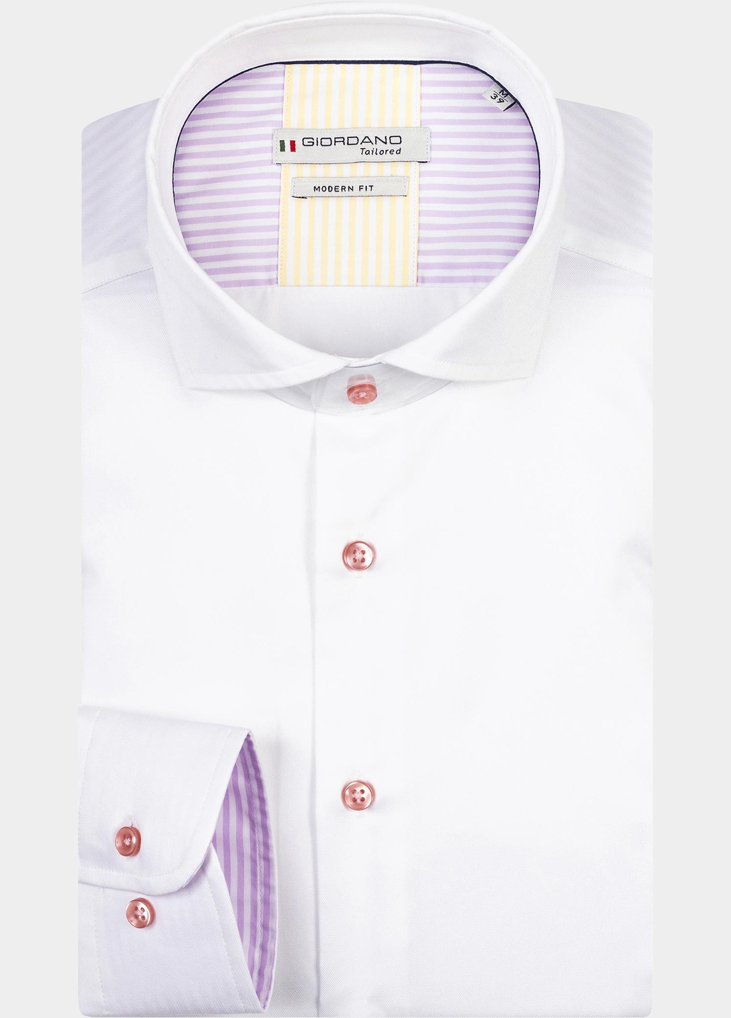 Giordano Overhemd heren Wit Row, LS Cutaway Fresh Stripes 417872/12