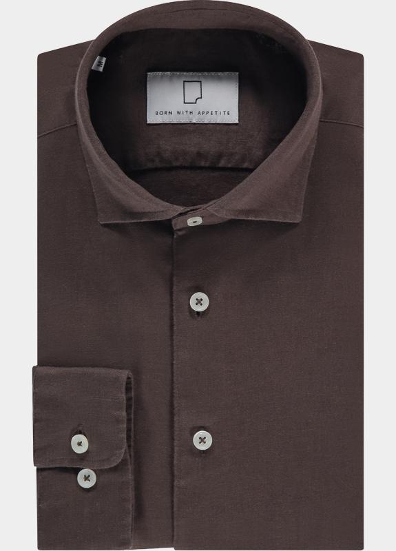 Born With Appetite Overhemd heren Bruin Avenue Li-co Ws Plain Shirt L BWA26107AV01/2004