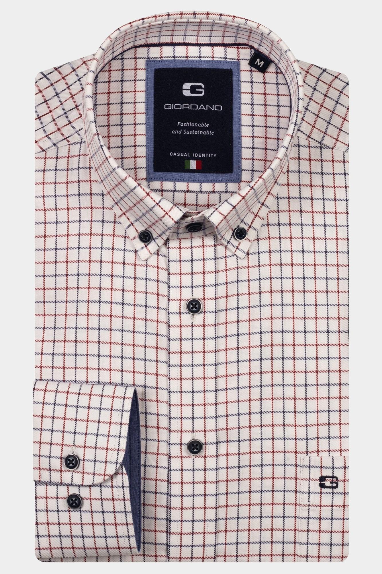 Giordano Casual hemd lange mouw Rood Brando long sleeve button dow 527306/30