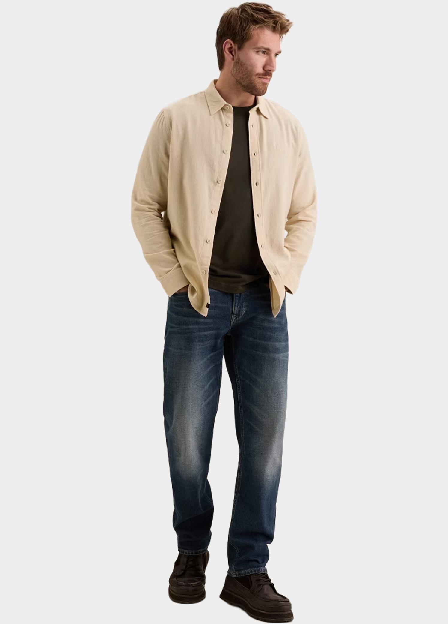 PME Legend Overhemd heren Beige Long sleeve shirt Yarn dye PSI2610203/7013