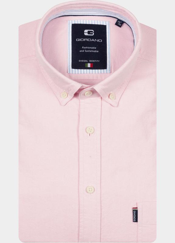 Giordano overhemd korte mouw heren Roze Marlon Short Sleeve Button Do 616052/50